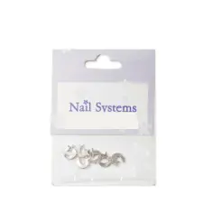 Nail Decorations Star & Moon with Zircon ASNSP3632 Silver
