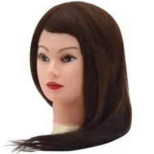 Training Head Natural Hair Brown 45cm