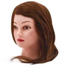 Training Head Natural Hair Brown 40cm