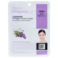 Sheet Mask for Soothing Facial Skin DERMAL Collagen Essence Lavender