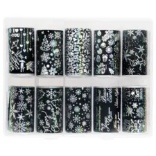 Nail Art Transfer Foils TF001-2 New Year 10pcs