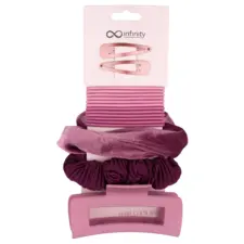 Hair Clips and Hair Bands Set - Dark Pink