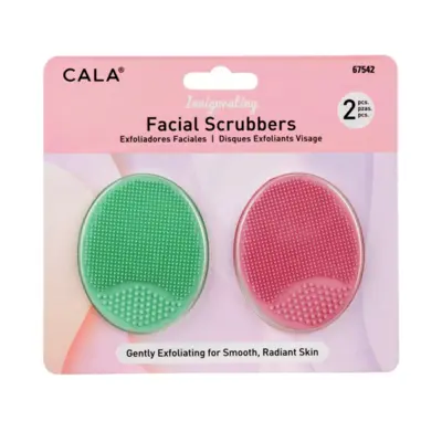 Facial Scrubbers Set - Green & Light Pink