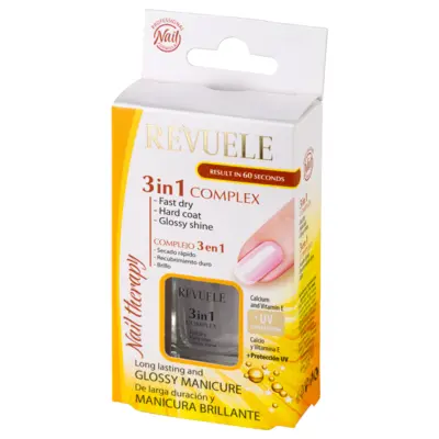 Nail Therapy Complex 3 in 1 REVUELE Fast Dry, Hard Coat & Glossy Shine